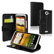 Black Wallet Leather Case Cover w Card Holder for HTC One X