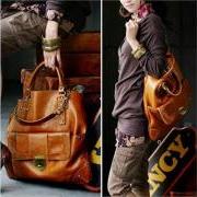  Retro Korean Style Ladies PU Leather Tote Bag